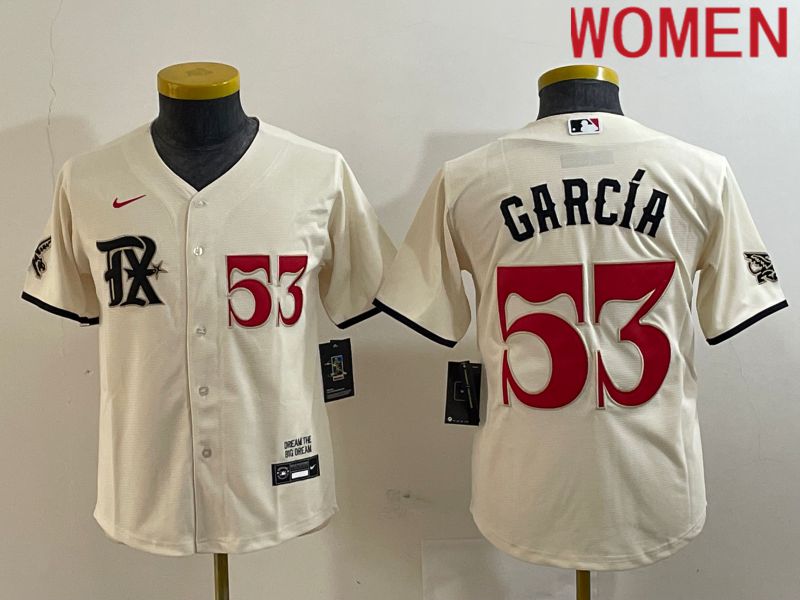 Women Texas Rangers #53 Garcia Cream City Edition 2024 Nike Game MLB Jersey style 2